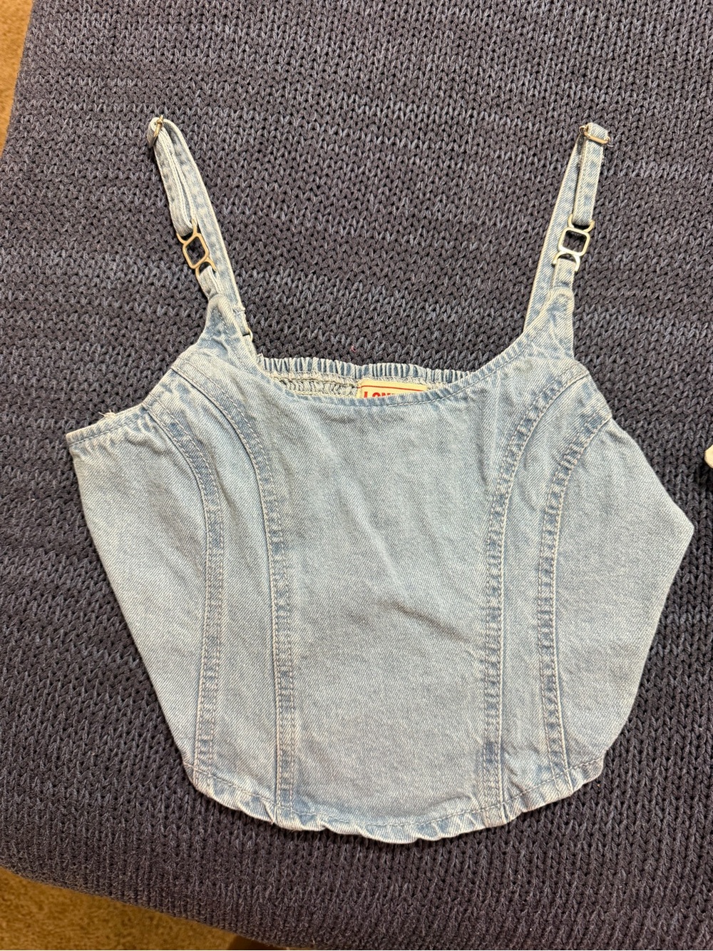Light Blue Denim Cami Top with Adjustable Straps